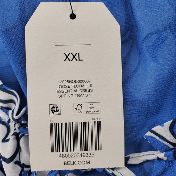 Wonderly Women's XXL Blue and White Long Sleeve Tiered‎ Maxi Dress New - Picture 6 of 8